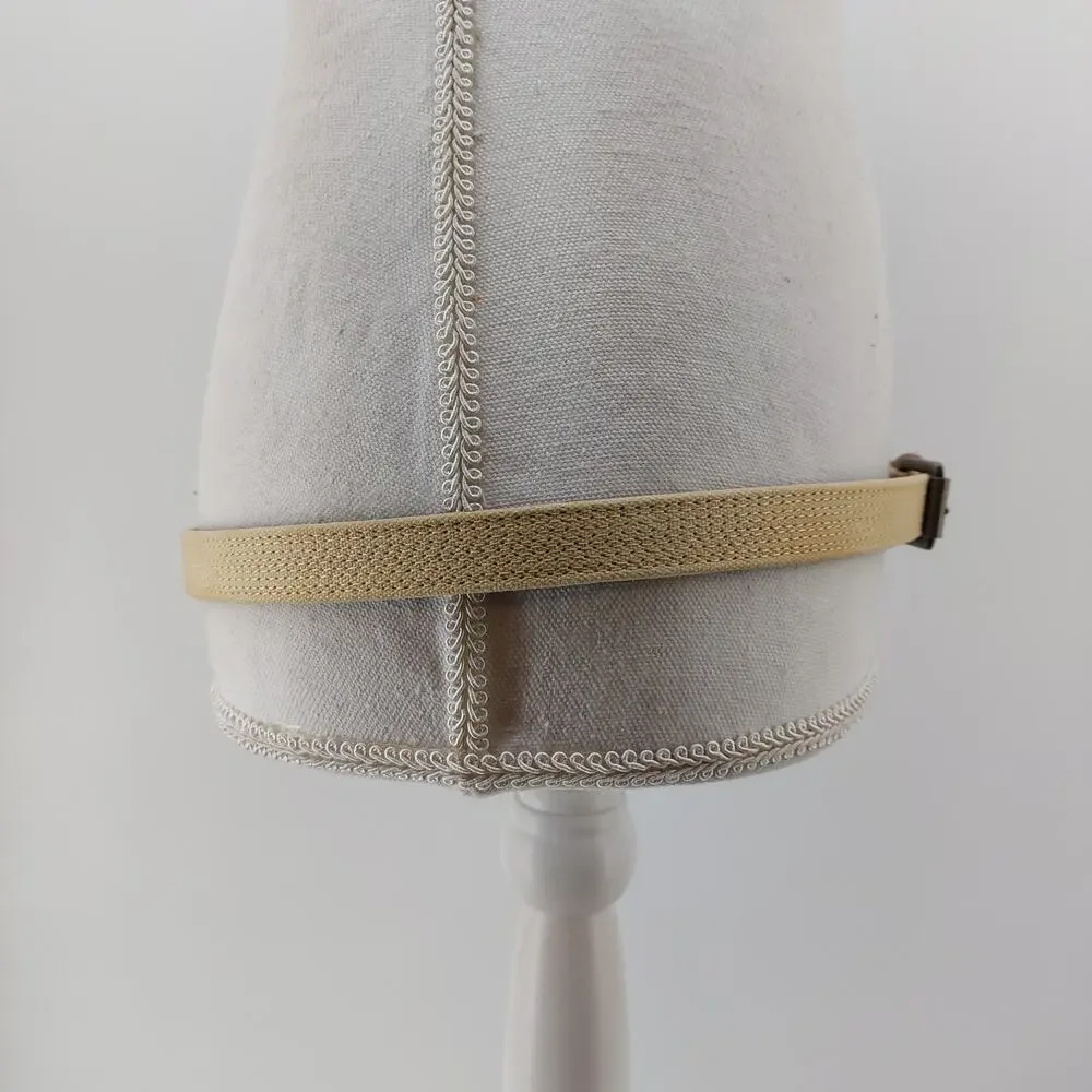 Women's Belt Cotton Genuine Leather Skinny Beige Large